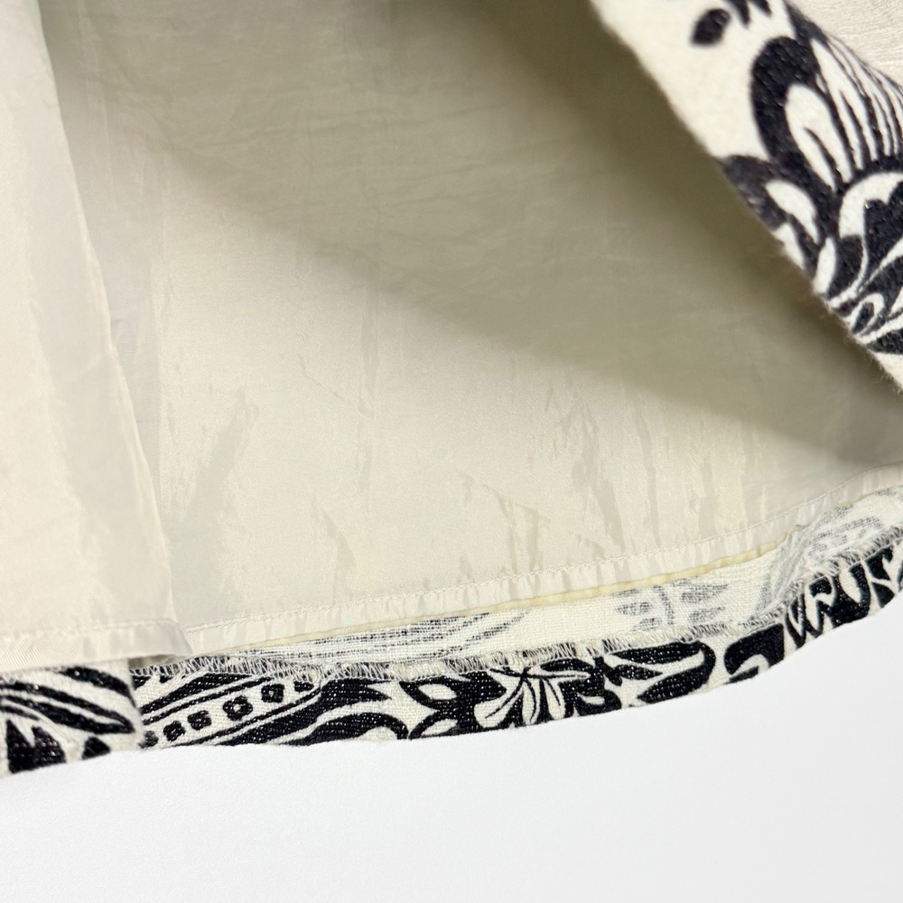 Georgiou Linen Blend Floral Paisley Mini Skirt Ivory Black Size 10 - Picture 10 of 12